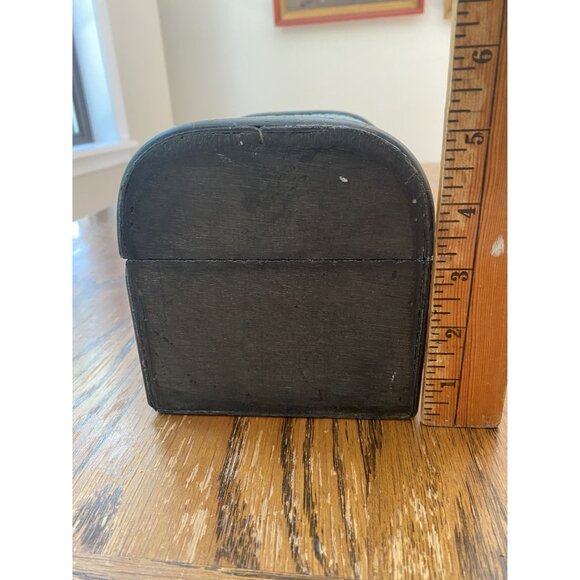 Vintage BLue Faux Leather Small Treasure Chest Jewelry Storage Box - Picture 3 of 7